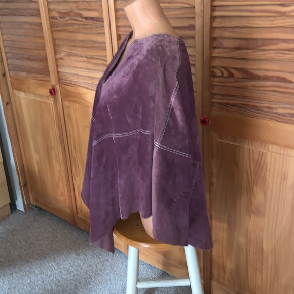 Bernardo purple lambskin leather poncho one-size-fits-all - Picture 3 of 12